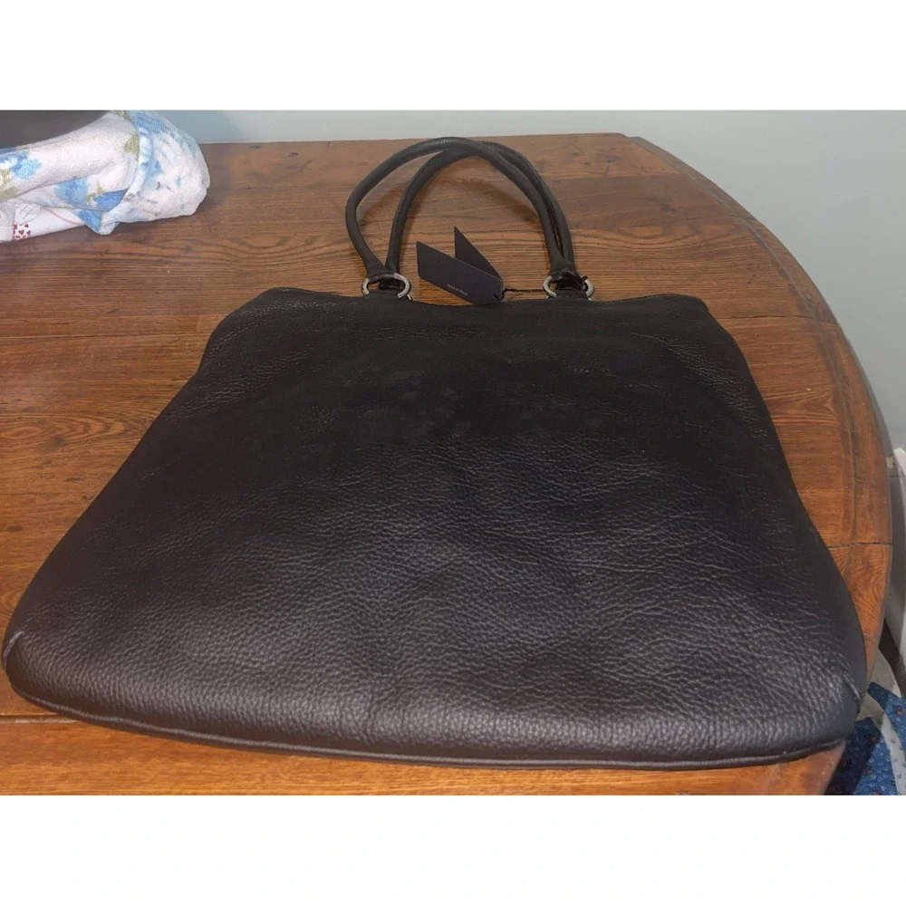 VTG BERGE BLACK Leather Shoulder Bag Hobo Purse Embroidered‎ Floral ITALY NICE